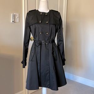 Cole Haan black fitted waist raincoat